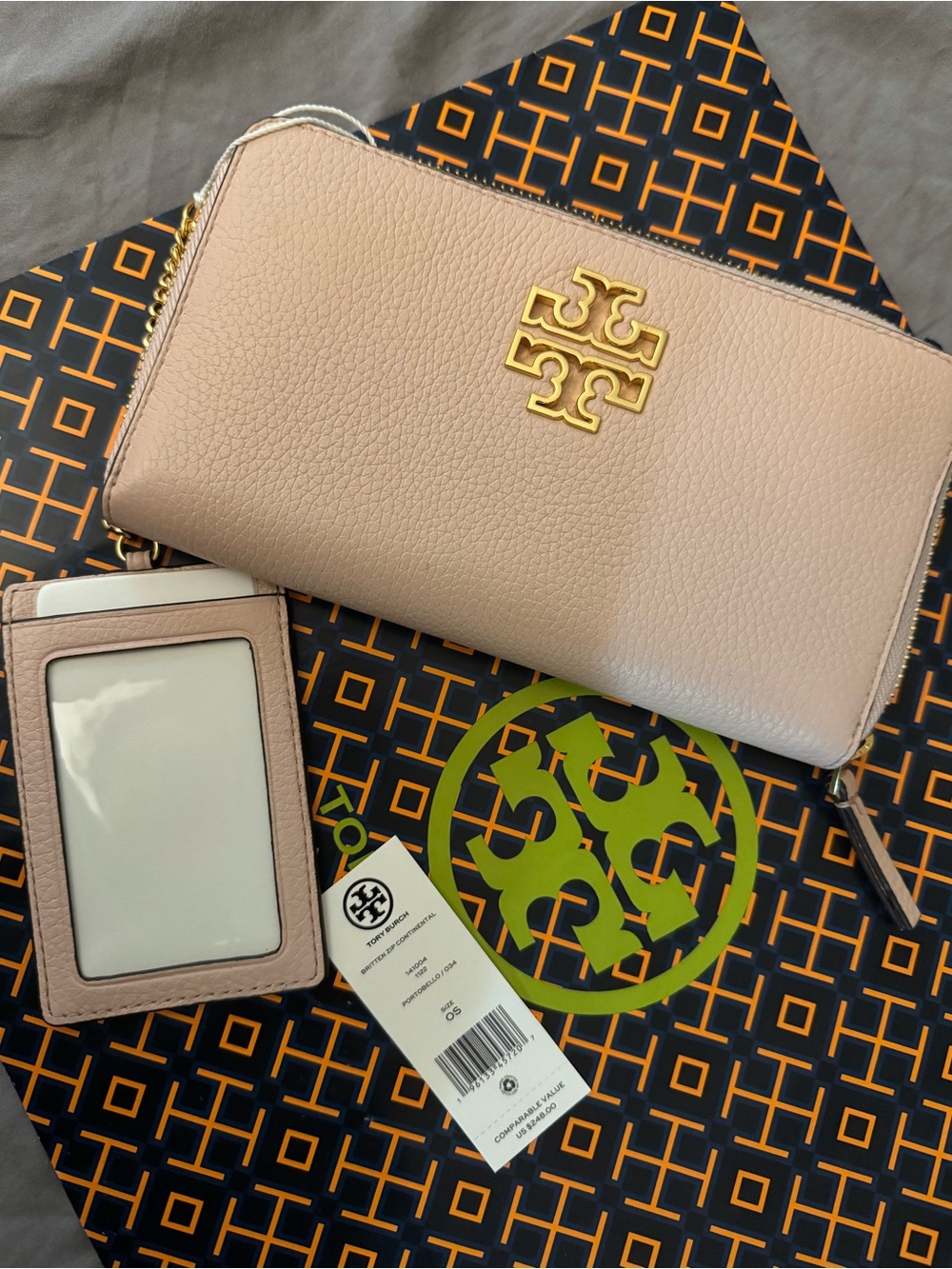 Tory Burch Portobello Leather Zip Continental Wallet in Blush